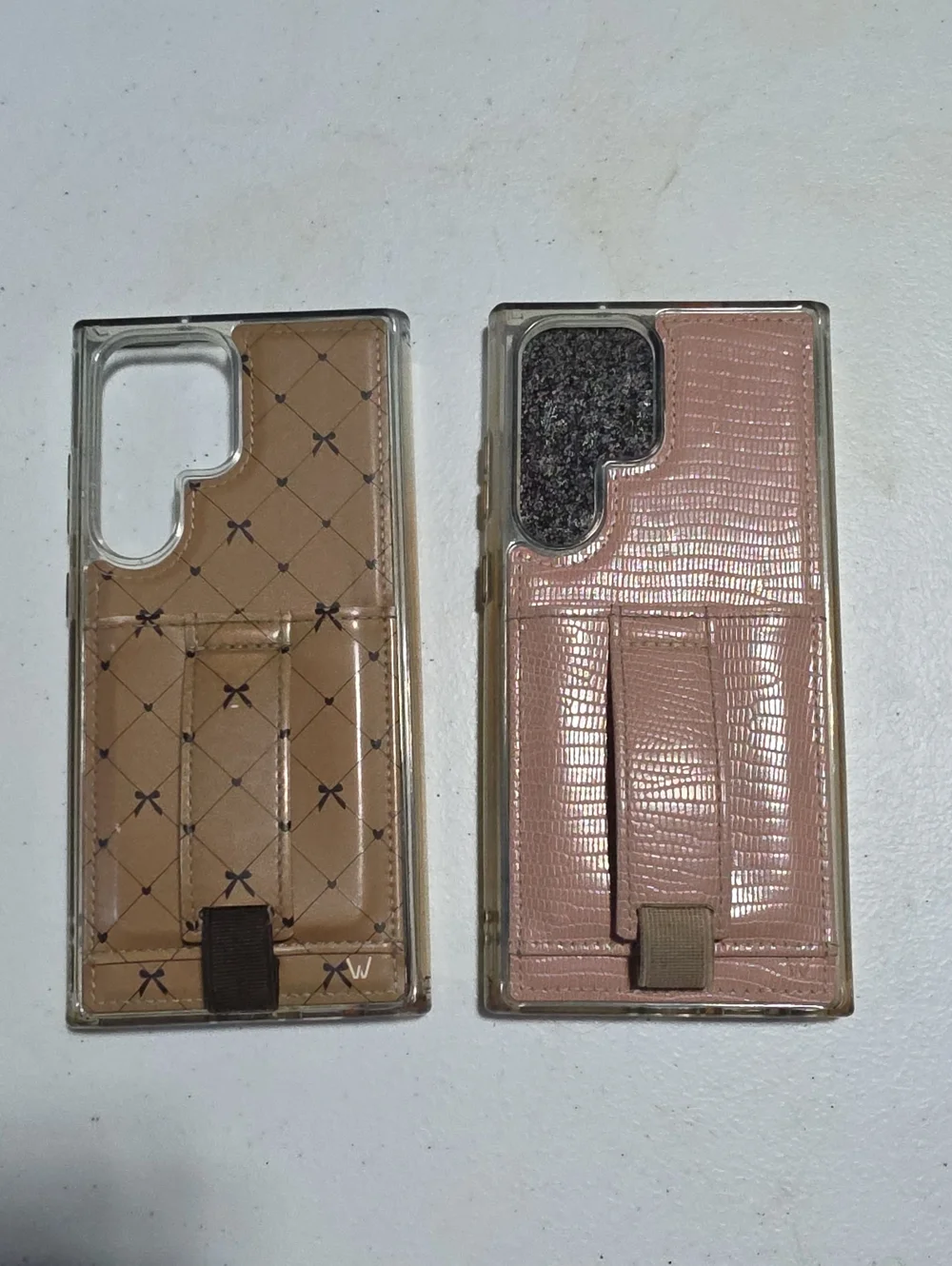 Samsung S23 Ultra Pink and Tan Card Holder Kickstand Cases